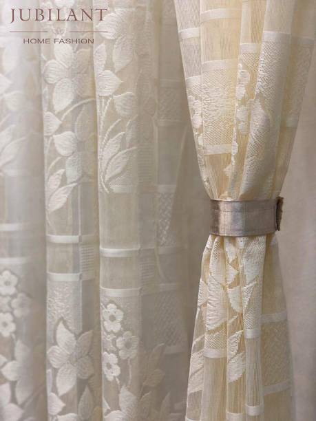 JUBILANT HOME FASHION 270 cm (9 ft) Net Semi Transparent Long Door Curtain (Pack Of 2)