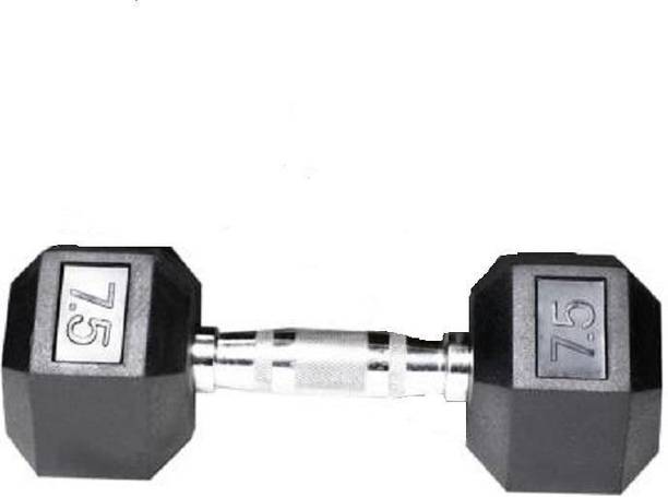 YDV GVR 1Best Quality (7.5KG*1) Rubber Coated Hexagonal Single Dumbbell 45 Fixed Weight Dumbbell