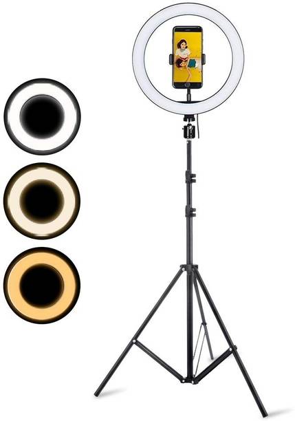 Webilla 10 Inch Ring Light With Tripod Stand In 3 Modes Adjustable Light Dimmable Light For smartphone With Phone Holder For Youtube Tik tok Video Live Photo Studio make up Ring Flash