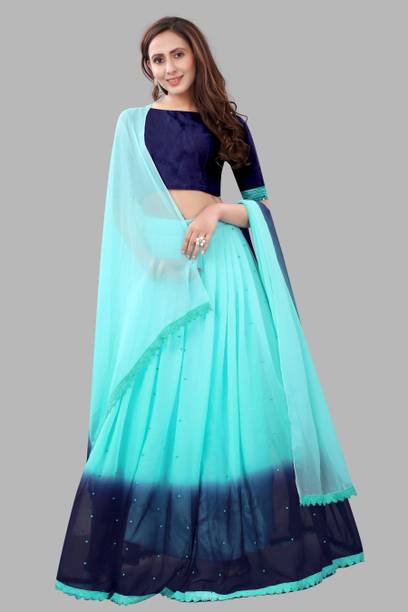 Solid, Self Design, Paisley, Leheriya Semi Stitched Lehenga Choli