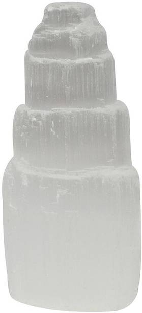REIKI CRYSTAL PRODUCTS Feng Shui Selenite Tower Natural Shape Tower Reiki Healing Stone Natural Crystal Selenite Tower Decorative Showpiece  -  6.5 cm