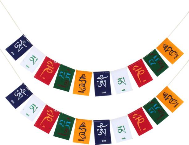 PARTY MIDLINKERZ Tibetian Buddhist Prayer Flags for Car and Bike (Combo Pack) Rectangle Car Window Flag Flag
