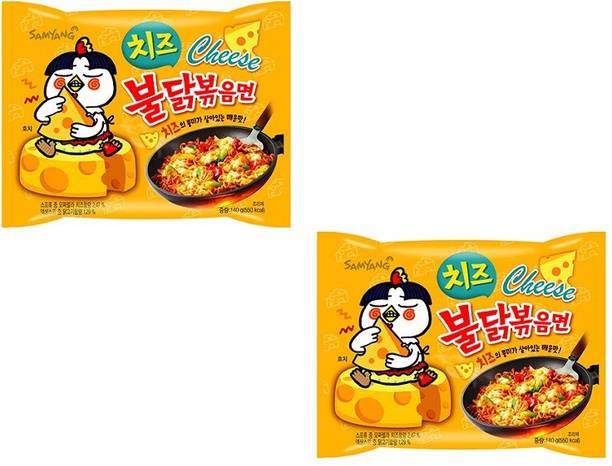 Samyang Hot Chicken Ramen Buldak Cheese Noodles, 140X2 (Pack of 2) Imported Instant Noodles Non-vegetarian
