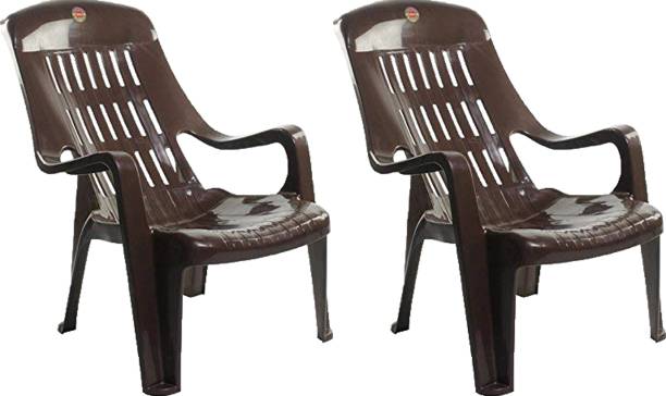 Cello Furniture Cello Comfort Relax Chair (Set of 2Pc, Brown) Plastic Outdoor Chair