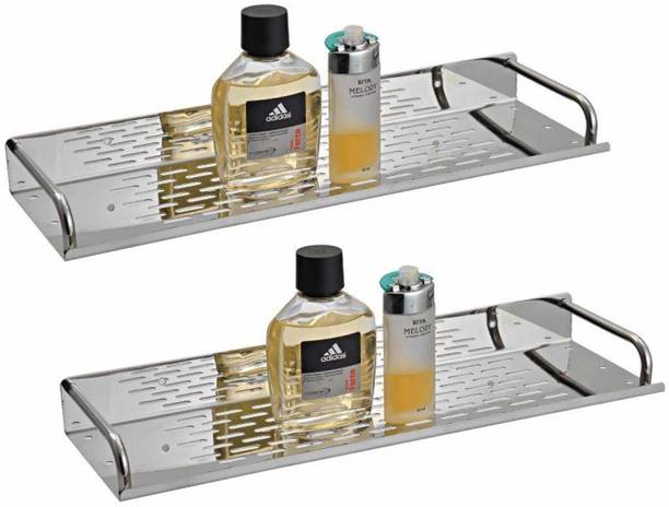 Riya enterprises Multi Purpose Stainless Steel Shelf for Bathroom/Corner Shelves/Rack (Set of 2, 5 X 15 Inches) Stainless Steel Wall Shelf