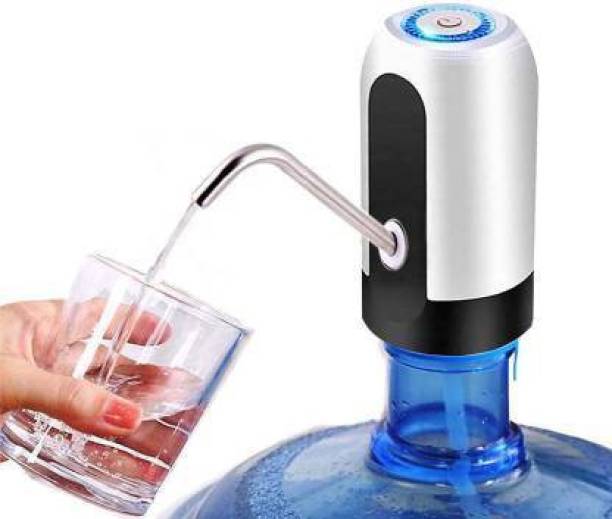 BIZOLO Stainless Steel Automatic Drinking Cooler USB Charging Portable Pump Dispenser for 5 Gallon Water Bottle (White) Bottled Water Dispenser Centrifugal Water Pump