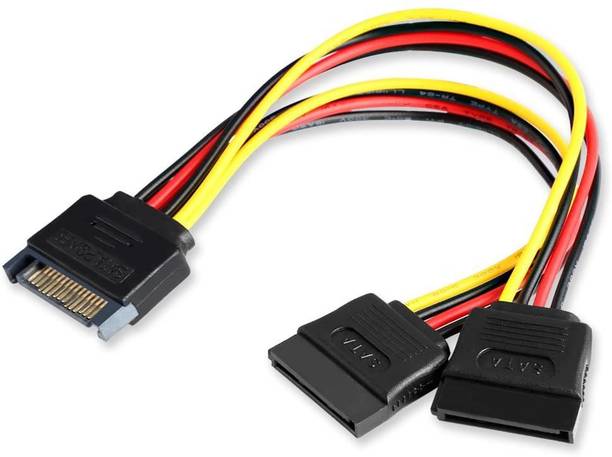 spincart Power Sharing Cable 0.15 m SATA Power Cable,15-pin Y-Splitter SATA Cable 6 Inch Male to Dual Female Power Cable