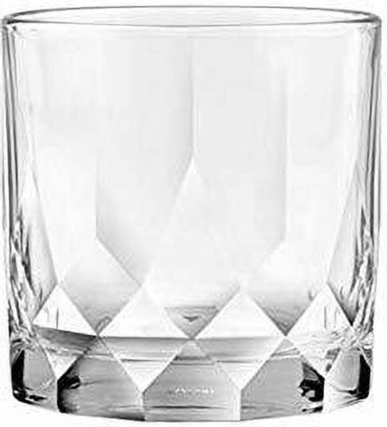 Sarsawal (Pack of 6) Premium Crystal Cut X Hard Rock Whisky Glass, 350ml, Pack of 6 Glass Set Whisky Glass