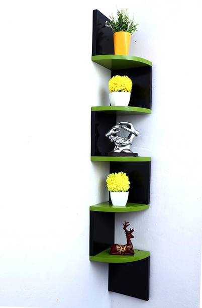 Craftylook zigzage corner shelf MDF (Medium Density Fiber) Wall Shelf