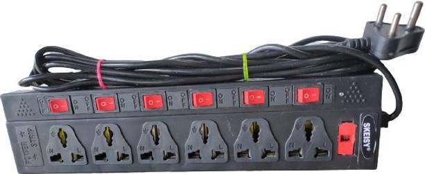 Skeisy 6 Socket plus 6 switch with one led & 3.5 yard long wire 6  Socket Extension Boards