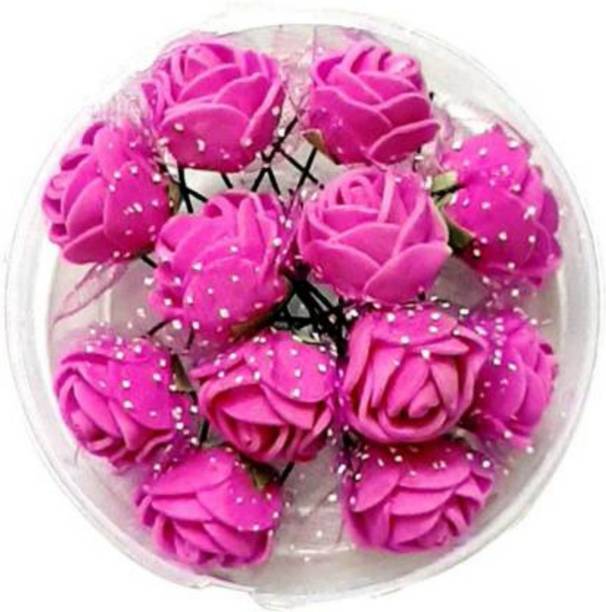 Bruh Creative goods B87 - Rose Flower Pin Juda Pin for Girls and Women, Wedding, Partywear, Fancy Rose Juda Pin Bobby U shape Hair Accessory Set of 12 Hair Pin