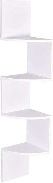Craftylook Zigzag wall shelf wooden wall corner shelves MDF (Medium Density Fiber) Wall Shelf