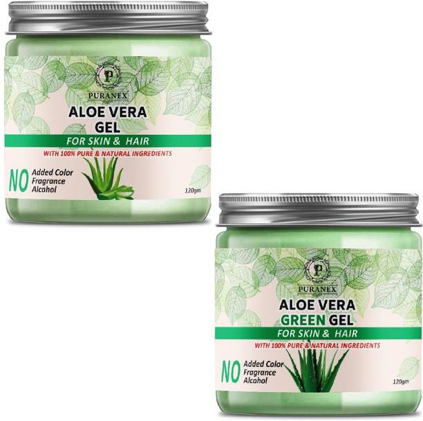 puranex 100% Natural & Pure Aloevera Gel For Deep Cleansing, Soft, Pimple free, Extra Glowing & Shiny Skin-Face Pack 100 GM (Pack of 1) & 100% Natural & Pure Aloevera Green Gel For Deep Cleansing, Soft, Pimple free, Extra Glowing & Shiny Skin Face Pack 100 GM (Pack of 1) 100 GM Each