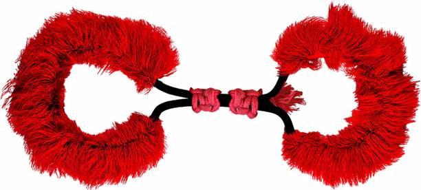APVP Fluffy Flexible Red Colored Foldable Love Strong Police Role Play Slider Tie Toy Modern Fancy Handcuffs for Hand or Leg Cuff Soft Night Party Girl Gift Boy Cosplay (No Key Required)