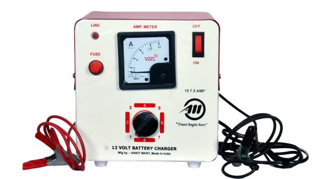 ankit mart 12 Volt Battery Fast Charger 6AH to 220AH car/Bike, Truck, Ups, Car and 12 Volt Chargers up to 10 amp Now Comes with Wire &amp; Clip. fan inside battery charger Voltmeter