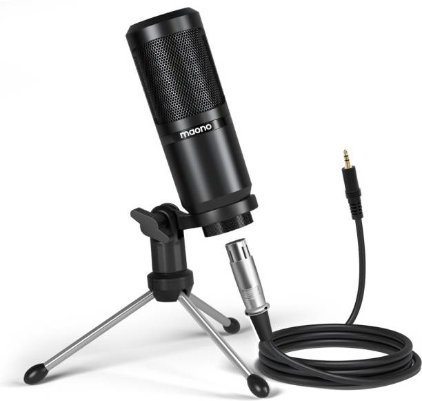 MAONO AU-PM360TR Condenser Podcast Microphone with Mic Gain. Computer Mic for Singing, Studio Recording, YouTube Microphone