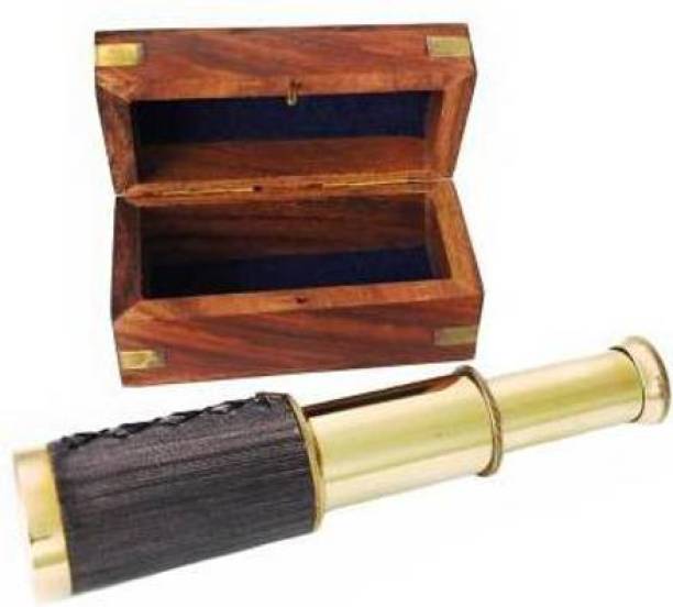 YWIS YW-25 6" Handheld Vintage Purple leather Brass Telescope with Wood Box Catadioptric Telescope Refracting Telescope