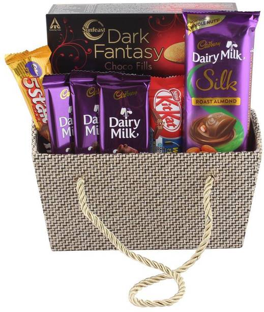 Cadbury Chocolates With Dark Fantasy | Designer Basket to your Loved Ones | Chocolate Gift Hamper For Diwali, Birthday, Holi, Rakhi, New Year, Christmas, Anniversary Combo