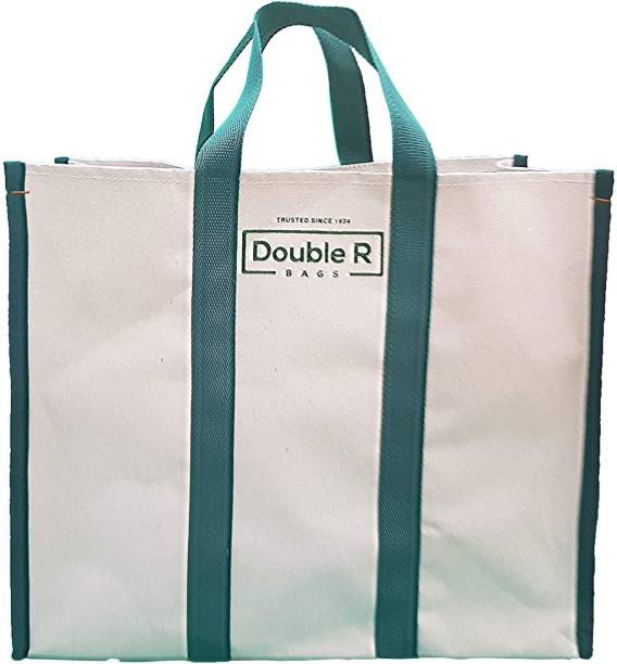 Double R Canvas Shopping Bags for Market Milk, Grocery, Vegetable with Reinforced Handles - jhola - Kitchen Essential (17x8.5x14-inches) Grocery Bag