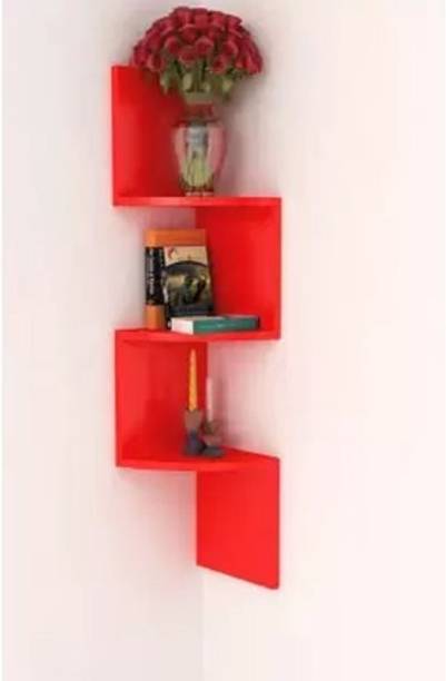 Craftylook Zigzag wall shelf wooden wall corner shelves MDF (Medium Density Fiber) Wall Shelf