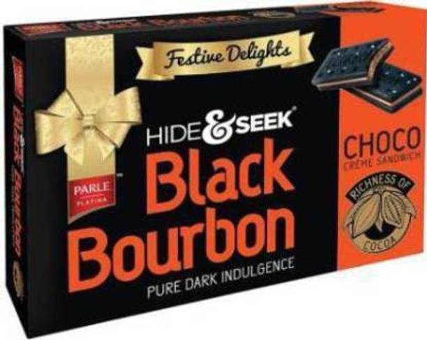 PARLE Hide & Seek Black Bourbon choco. Pure Dark Indulgence Cream Sandwich Biscuit