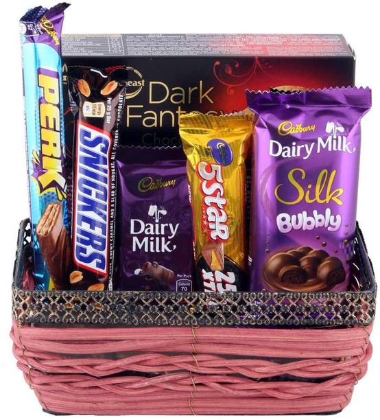 Cadbury Surprise Birthday Gift Hamper | Chocolates With Designer Basket | Chocolate Gift Hamper For Diwali, Birthday, Holi, Rakhi, New Year, Christmas, Anniversary Combo
