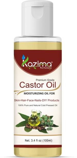 KAZIMA Castor Cold Pressed Carrier Oil (100ML) Pure Natural Used for Hair Growth, Hair ReGrowth, Acne Treatment, Massage Hair Oil