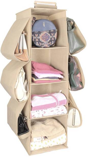 Flipkart SmartBuy Hanging Purse Organizer,Closet Purse Organizer with 10 Compartments Beige Handbag Organizer