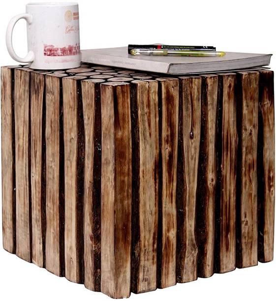 manzees Square Wooden Stool Natural Wood Logs Best Used as Bedside Tea Coffee Plants Table for Bedroom Living Room Outdoor Garden Furniture Pre-Assembled - 12 inch Solid Wood Side Table