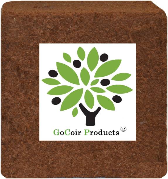 GoCoir Products Cocopeat (1 kg block) Coir pith for kitchen and terrace gardening. Potting Mixture, Soil, Manure