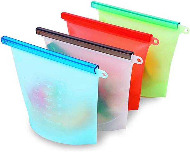 TrustShip Multipurpose Food Storage Bag Reusable Food Preservation Silicon Bag Airtight Seal Storage Food Grade & BPA Free Bag Microwave Dishwasher Freezer Oven Safe Silicon Bag Silicone Storage Pouch