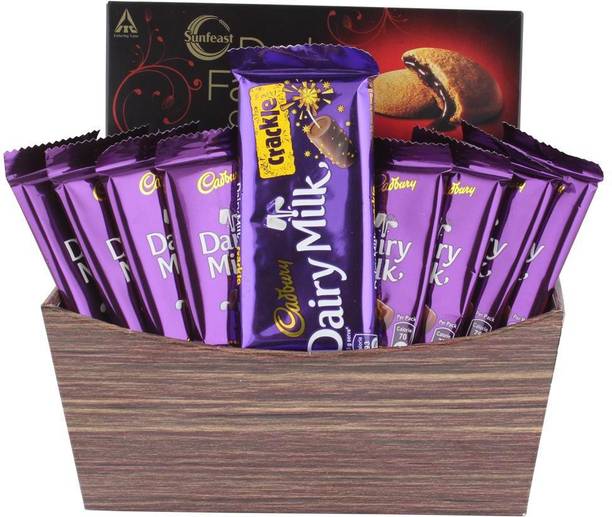 Cadbury Dairy Milk Crackle For Diwali Gift | Dairy Milk Chocolate Basket | Chocolate Gift Hamper For Holi, Rakhi, Christmas, Birthday, Anniversary, Diwali Combo