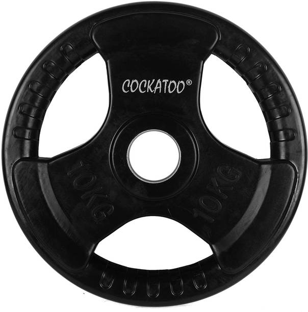 COCKATOO 10 kg QUAD RUBBER & INTEGRATED METAL GRIP OLYMPIC WEIGHT PLATES Home Gym Combo