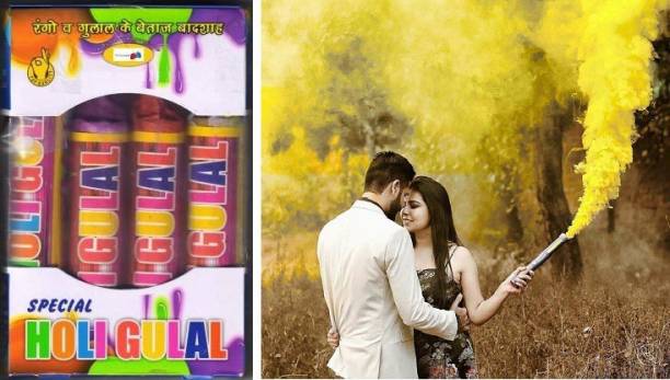 VR Creatives Set of 4 pieces Holi Rainbow Smoke Fog Air Color Gulal Party Celebration Holi Color / colors H - 12 CM Holi Color Powder Pack of 4