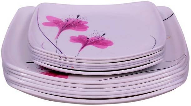 फीस्ट (903) FULL(10 INCH) 6 PCS AND HALF (7 INCH) 6 PCS DINNER PLATE SET 12 PCS OF MELAMINE डिनर प्लेट
