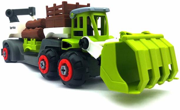 Galactic New Farmer Bulldozer - Agriculture Farmer Trucks Buildings Vehicles Play Set with Screwdriver