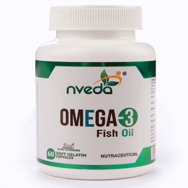 Nveda Omega 3 Supplements 60 Softgels ( 1000 mg Omega 3 , with 180 mg EPA & 120 mg DHA)