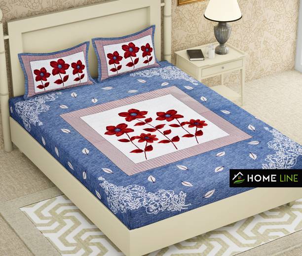 Homeline 150 TC Cotton Double Floral Flat Bedsheet