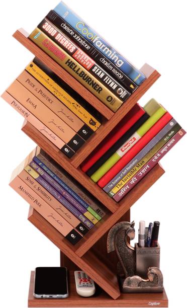 Captiver Stemma Wall Mounted Book Stands Table Accessory C.Walnut Engineered Wood Open Book Shelf