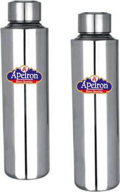 Apeiron Stainless Steel Fridge Water Bottle Silver (Pack of 2) 1000 ml