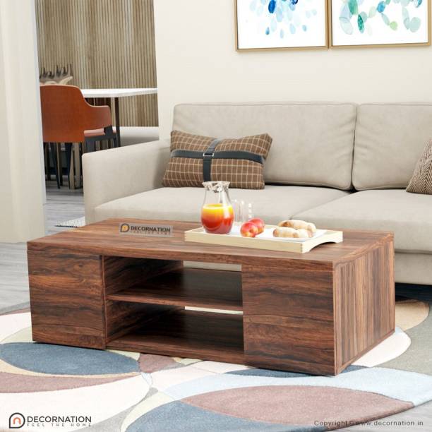 DecorNation Sirius Solid Wood Coffee Table With 4 Door Storage & Shelf Solid Wood Coffee Table