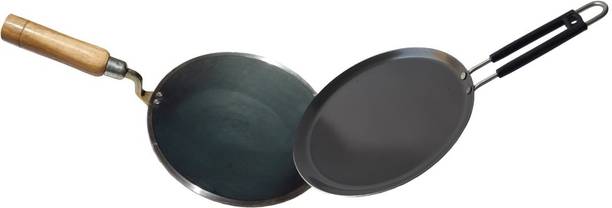 LooksGood INDIAN Iron cookware combo Woodan tawa 25cm Dia + Dosa Tawa 25.5 cm Dia Cookware Set