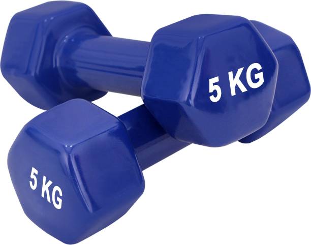 GRIFFIN Cast Iron Vinyl Coated Dumbbell (5 + 5 = 5 kg ) Fixed Weight Dumbbell