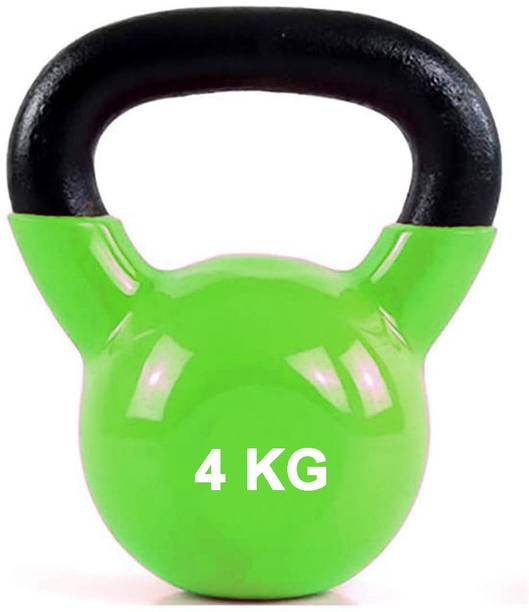 GRIFFIN Fitness cast iron kettle bell 4 kg Green color for gym workout Green Kettlebell, Indian Clubs