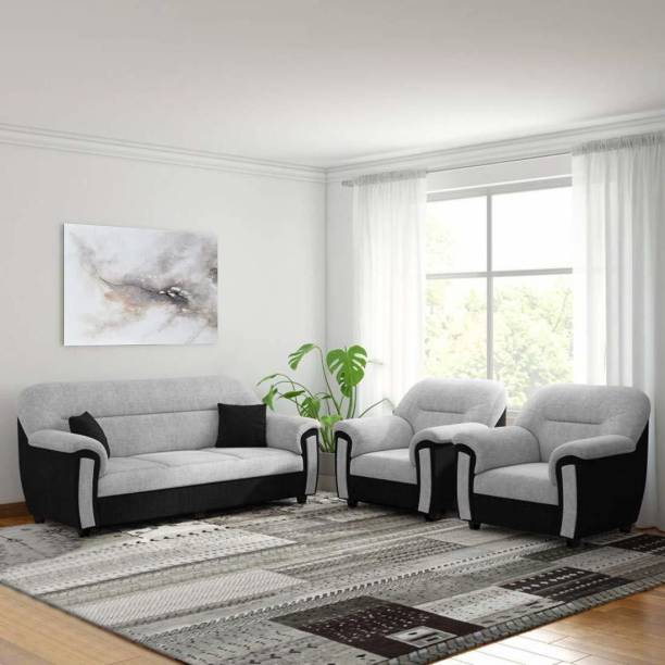 Torque Ruben Fabric 3 + 1 + 1 Black - Grey Sofa Set