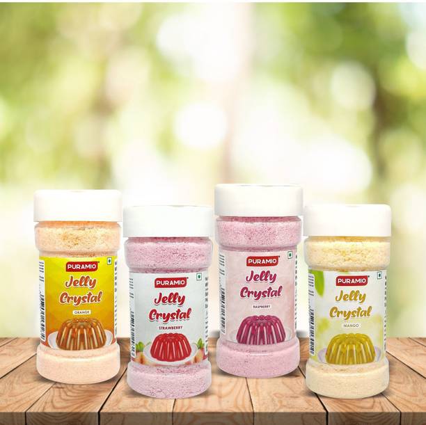 PURAMIO Jelly Crystals, 150g each (Pack of 4) - (Strawbery, Mango, Raspberry & Orange) Jelly Crystals
