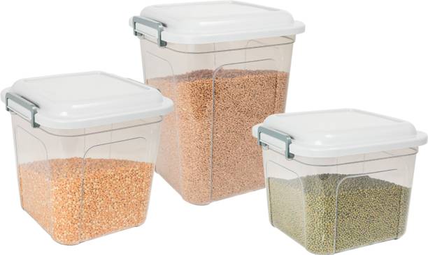 GALOOF square kitchen Grocery storage container set for large capacity  - 22500 ml, 18000 ml, 14000 ml पॉलीप्रोपलीन ग्रोसरी कंटेनर