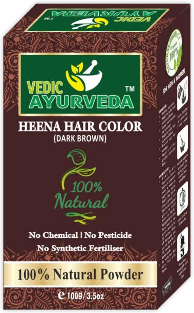 VEDICAYURVEDA Natural Henna hair color Permanent Natural Brown 100% Natural Powder (Dark Brown) , Brown
