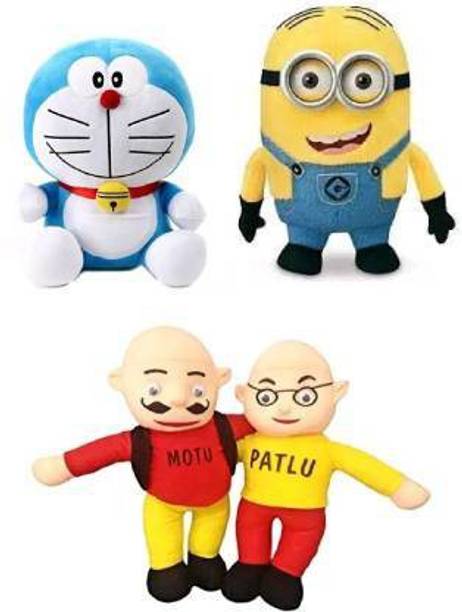 KPN Soft Lovable Hugable Combo Doremon, Motu-Patlu and Minion For Kids Toys Bithday Gift - 30 cm (Multicolor)  - 30 cm