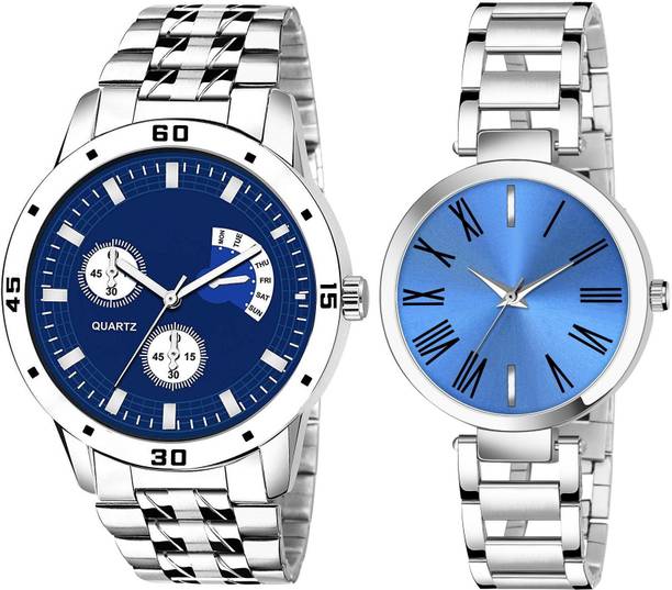 Analog Watch  - For Couple New Watch Steel Luxury Watch Strap Analogue Watch For Couple (Combo Set of 2)
